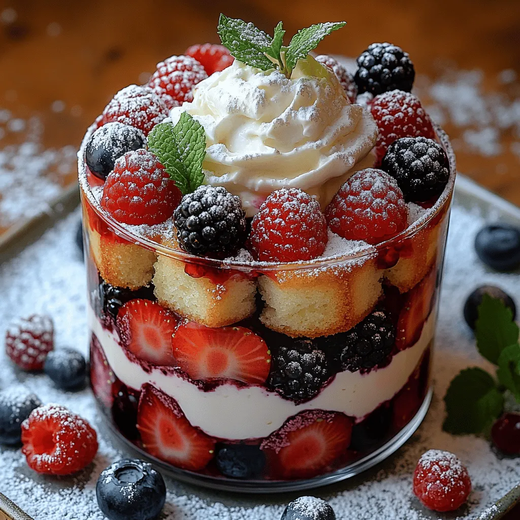 If you're looking for a dessert that not only pleases the palate but also provides a feast for the eyes, look no further than Berry Bliss Trifle Cups. This delightful dessert combines layers of luscious mixed berries, light vanilla sponge cake, and fluffy whipped cream, creating a heavenly treat that is as satisfying to eat as it is to look at. The vibrant colors of the berries against the creamy backdrop make these trifle cups perfect for any occasion—be it a summer picnic, a birthday celebration, or a cozy family gathering.
