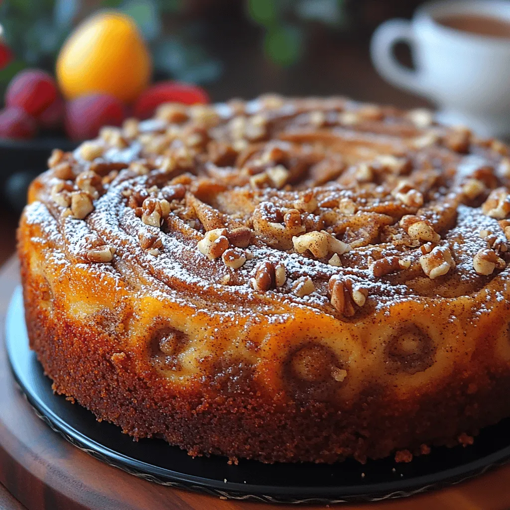 Coffee cakes have long held a cherished place in breakfast and brunch traditions, serving as the perfect complement to a steaming cup of coffee or tea. Their delightful combination of flavors and textures makes them irresistible, whether enjoyed at a leisurely weekend gathering or as a sweet indulgence on a busy weekday morning. Among the many variations available, the <strong>Cinnamon Swirl Delight Coffee Cake</strong> stands out as an exceptional treat that brings warmth and comfort to the table.” /></p>
</p>
<h3>Step-by-Step Guide for Creaming Butter and Sugar</h3>
</p>
<p>To achieve a light and fluffy texture in your Cinnamon Swirl Delight Coffee Cake, proper creaming of the butter and sugar is essential. Start by measuring 1 cup of unsalted butter, ensuring it is at room temperature. This will allow the butter to incorporate air effectively when mixed with sugar. In a large mixing bowl, combine the butter and 2 cups of granulated sugar.</p>
</p>
<p>Using an electric mixer or a sturdy wooden spoon, beat the butter and sugar together on medium speed. Continue mixing for about 3 to 5 minutes, or until the mixture appears pale and fluffy. This process is crucial, as it establishes the cake’s structure and lightness.</p>
</p>
<p>Once you achieve the desired texture, it’s time to incorporate the eggs. Use three large eggs, also at room temperature. Add them one at a time, mixing well after each addition. This step is significant because it allows the eggs to emulsify with the butter and sugar mixture, creating a cohesive batter.</p>
</p>
<h3>Incorporating Eggs and the Significance of Mixing Techniques</h3>
</p>
<p>As you add the eggs, take care to incorporate them fully. The best technique is to mix on low speed to prevent splattering, gradually increasing to medium speed until everything is well combined. This method ensures that the eggs are evenly distributed throughout the batter, contributing to the cake’s moistness and richness.</p>
</p>
<p>After the eggs are thoroughly mixed in, add 1 teaspoon of pure vanilla extract for an aromatic boost. The vanilla enhances the overall flavor profile of your coffee cake, making each bite more delightful.</p>
</p>
<h3>Combining Ingredients for a Flawless Batter</h3>
</p>
<p>Now that your wet ingredients are ready, it’s time to combine them with the dry ingredients. In another bowl, whisk together 3 cups of all-purpose flour, 1 tablespoon of baking powder, and ½ teaspoon of salt. This dry mixture is essential for the cake’s rise and flavor balance.</p>
</p>
<p>When combining the wet and dry ingredients, the key is to alternate between the two. Start by adding one-third of the flour mixture to the wet mixture, gently folding it in with a spatula. Then, pour in half of the milk (1 cup), and mix until just combined. Repeat this process, finishing with the remaining flour mixture.</p>
</p>
<h3>Tips on Mixing Wet and Dry Ingredients for the Best Texture</h3>
</p>
<p>Pay close attention to the mixing process. The goal is to combine the ingredients until no dry flour remains visible. However, it is crucial to avoid overmixing, as this can lead to a dense cake. Gently fold the batter until just combined to maintain a light texture.</p>
</p>
<h3>Layering for the Perfect Swirl</h3>
</p>
<p>The next step is to create the signature cinnamon swirl in your coffee cake. In a separate bowl, prepare the streusel topping by combining 1 cup of brown sugar, 2 tablespoons of ground cinnamon, and 1 cup of chopped pecans or walnuts (optional). This mixture will add a wonderful crunch and flavor contrast to your cake.</p>
</p>
<p>To layer the batter and streusel, pour half of the batter into a greased 9×13-inch baking pan. Spread it evenly across the bottom. Sprinkle half of the streusel mixture over the batter, ensuring an even distribution. Pour the remaining batter on top and gently spread it out. Finally, sprinkle the rest of the streusel over the top layer of batter.</p>
</p>
<h3>Instructions on Creating the Swirl Effect Without Overmixing</h3>
</p>
<p>To achieve the swirl effect, use a knife or a skewer to gently swirl through the layers. Insert the knife into the batter, making figure-eight motions, and pull it through the streusel layer. Be careful not to overmix; you want distinct swirls rather than a uniform batter. This technique allows the cinnamon flavor to permeate the cake while maintaining a visually appealing pattern.</p>
</p>
<h3>Baking to Perfection</h3>
</p>
<p>Preheat your oven to 350°F (175°C) and bake your Cinnamon Swirl Delight Coffee Cake for 40 to 50 minutes. To check for doneness, look for a golden-brown color along the edges and a slightly domed top. Additionally, you can perform the toothpick test: insert a toothpick into the center of the cake; if it comes out clean or with a few moist crumbs, your cake is ready.</p>
</p>
<h3>Discussion on the Importance of Cooling Before Serving</h3>
</p>
<p>After removing the cake from the oven, allow it to cool in the pan for about 15 minutes. This cooling period helps the cake set and makes it easier to remove from the pan without breaking. Once cooled, transfer the cake to a wire rack to cool completely. This step is essential as serving a warm cake can lead to a crumbly texture.</p>
</p>
<h3>Serving Suggestions</h3>
</p>
<p>Once your Cinnamon Swirl Delight Coffee Cake has cooled, it’s time to serve! For an elegant touch, dust the top with powdered sugar using a fine-mesh sieve. This simple garnish adds a beautiful finish and enhances the cake’s appeal.</p>
</p>
<p>Pair this delightful coffee cake with fresh fruits like strawberries, raspberries, or slices of citrus for a refreshing contrast. For a more indulgent experience, consider serving it with a dollop of whipped cream or a scoop of vanilla ice cream.</p>
</p>
<h3>The Role of Serving Temperature in Enhancing Flavor</h3>
</p>
<p>The serving temperature can significantly affect the flavor and texture of your coffee cake. While it can be enjoyed warm, many find that allowing it to reach room temperature enhances the overall taste, allowing the cinnamon flavors to fully develop.</p>
</p>
<h3>Variations and Customizations</h3>
</p>
<p>This Cinnamon Swirl Delight Coffee Cake is versatile and can be customized to suit various tastes. For a gluten-free version, substitute the all-purpose flour with a gluten-free flour blend. Make sure to check that your baking powder is gluten-free as well.</p>
</p>
<h3>Suggestions for Additional Flavorings or Mix-ins</h3>
</p>
<p>You can also experiment with additional flavorings or mix-ins. Consider adding chocolate chips or dried fruits like cranberries for a unique twist. If you’re looking for seasonal variations, adding pumpkin spice in the fall can create a delightful autumn-inspired coffee cake.</p>
</p>
<h3>Ideas for Seasonal Variations</h3>
</p>
<p>During the festive season, a touch of peppermint extract or crushed candy canes can add a holiday flair. Explore different nuts for the streusel, such as almonds or hazelnuts, to create new flavor profiles.</p>
</p>
<h3>Storage and Shelf Life</h3>
</p>
<p>To store your leftover Cinnamon Swirl Delight Coffee Cake, wrap it tightly in plastic wrap or aluminum foil to prevent it from drying out. It can be stored at room temperature for up to three days or in the refrigerator for about a week. If you want to keep it longer, consider freezing the cake. Wrap it well and place it in an airtight container; it can last up to three months in the freezer.</p>
</p>
<h3>Information on Freezing Options to Extend Shelf Life</h3>
</p>
<p>When you’re ready to enjoy the frozen cake, simply thaw it in the refrigerator overnight, then bring it to room temperature before serving. This process ensures the cake retains its moist texture and flavor.</p>
</p>
<h3>Conclusion</h3>
</p>
<p>The Cinnamon Swirl Delight Coffee Cake is a delightful combination of flavors and textures, making it an ideal choice for various occasions, from casual breakfasts to festive gatherings. Its light, fluffy texture paired with the rich cinnamon-streusel swirl is sure to please family and friends alike.</p>
</p>
<p>Baking this cake not only brings joy to your kitchen but also creates lasting memories when shared with loved ones. So gather your ingredients, embrace the joy of baking, and indulge in the delightful experience of this delicious coffee cake.</p>
</div>