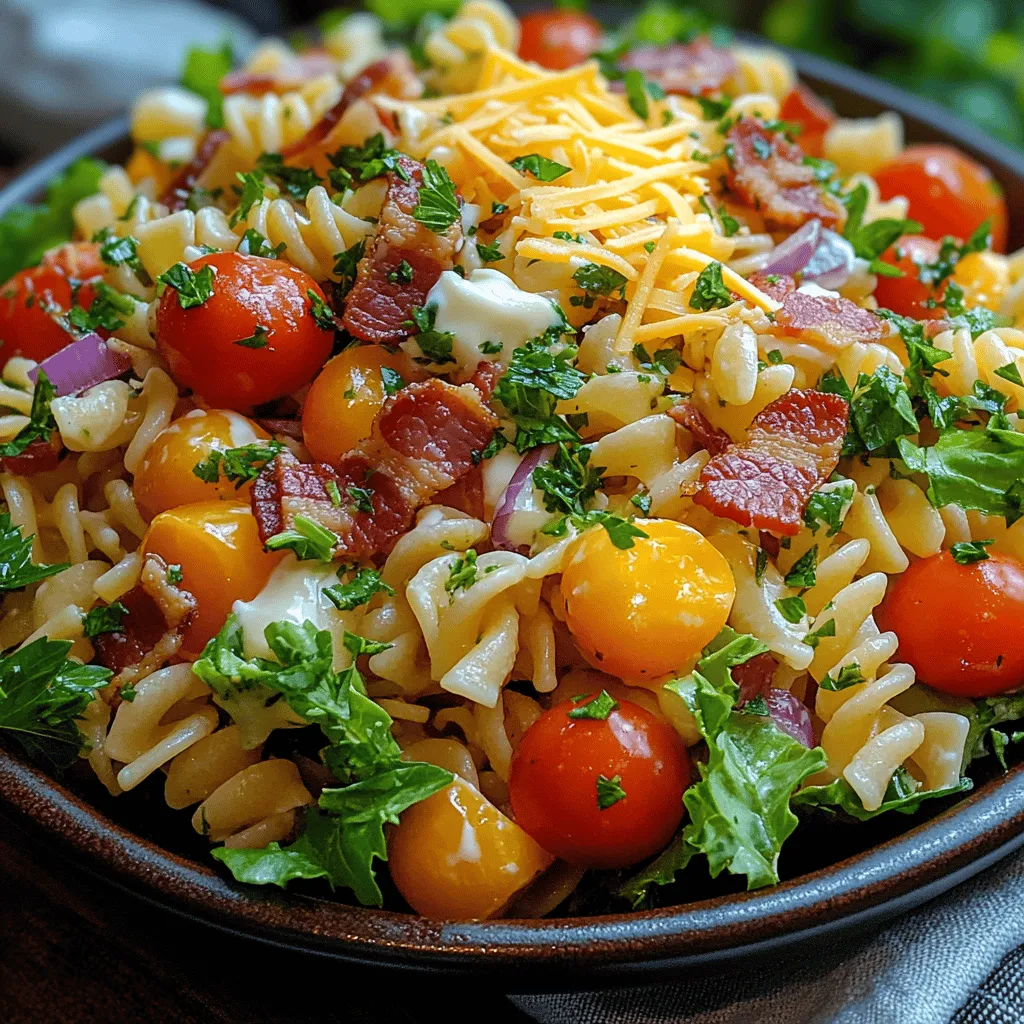Every great dish begins with quality ingredients, and this BLT Pasta Salad is no exception. Let’s explore the core components that make this salad not only delicious but also visually appealing and satisfying.