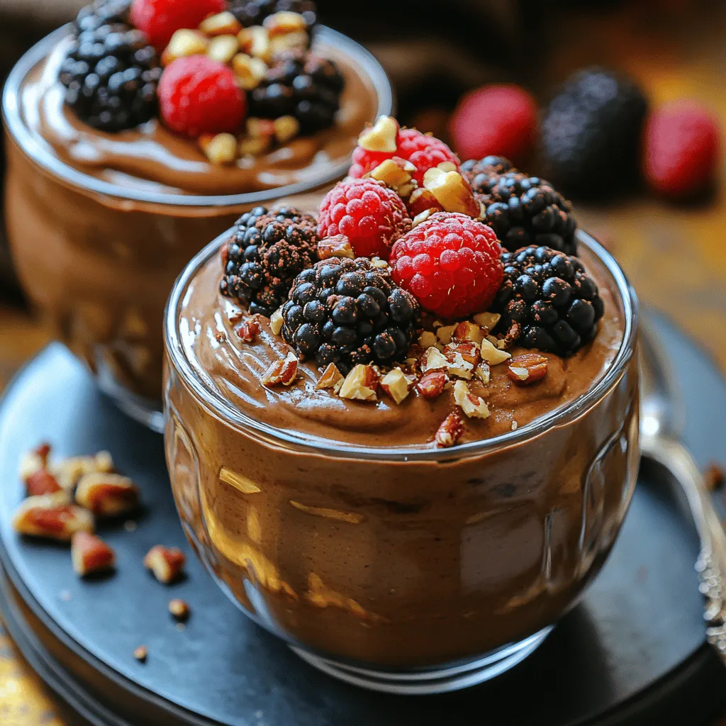 In recent years, vegan desserts have surged in popularity, captivating the hearts and taste buds of those who seek indulgence without compromising their dietary choices. With an increasing number of individuals embracing plant-based diets, the culinary world has responded by reinventing traditional favorites into vegan-friendly alternatives. One such delightful creation is the <strong>Creamy Dreamy Vegan Chocolate Avocado Mousse</strong>—a dessert that not only satisfies your chocolate cravings but also nourishes your body with wholesome ingredients.” /></p>
</p>
<h3>Preparing the Avocados</h3>
</p>
<p>To make a truly creamy and dreamy vegan chocolate avocado mousse, the quality of your avocados is crucial. Selecting ripe avocados is the first step in achieving that rich, velvety texture. Look for avocados that yield slightly to gentle pressure when squeezed, indicating they are ripe and ready to use. Avoid avocados that are overly soft or have dark spots, as these may indicate overripeness or spoilage.</p>
</p>
<p>When cutting avocados, use a sharp knife to slice them in half lengthwise. Gently twist the halves apart and remove the pit with a spoon or by carefully tapping it with the knife and twisting. Scoop the green flesh into a bowl, ensuring you leave as little behind as possible. Avocados oxidize quickly, so if you’re preparing them in advance, sprinkle a little lemon juice over the flesh to prevent browning.</p>
</p>
<h3>Blending the Ingredients</h3>
</p>
<p>Once your avocados are prepared, it’s time to blend them into a luscious mousse. For the best results, a high-powered food processor is recommended. This tool not only ensures a smooth consistency but also saves time and effort. If you don’t have a food processor, you can use a mixing bowl and a hand mixer, but be aware that achieving the same level of creaminess may require more effort.</p>
</p>
<p>Begin by adding the avocado flesh, unsweetened cocoa powder, maple syrup, vanilla extract, and a pinch of salt to your food processor. Blend until completely smooth, scraping down the sides as needed to ensure everything is evenly mixed. The goal is to achieve a silky-smooth mousse, so take your time with this step. If the mixture is too thick, you can add a splash of non-dairy milk to help it blend more easily.</p>
</p>
<h3>Tasting and Adjusting</h3>
</p>
<p>One of the joys of making your own dessert is the ability to taste and adjust the flavors to your liking. After blending, take a small spoonful of the mousse to assess the sweetness and chocolate richness. If you prefer a sweeter mousse, gradually add more maple syrup until it reaches your desired level of sweetness. Alternatively, you can enhance the chocolate flavor by adding an extra tablespoon of cocoa powder. This is also a good time to add a touch of almond extract or a sprinkle of cinnamon for an additional flavor boost, if you’re feeling adventurous.</p>
</p>
<h3>Chilling Process</h3>
</p>
<p>Once you’ve achieved your desired flavor and texture, it’s time to chill the mousse. Transferring the mousse to individual serving dishes or a large serving bowl will enhance the presentation and make it easier for serving later. Refrigerating the mousse for at least 30 minutes allows the flavors to meld and the texture to firm up slightly, making it even creamier. The chilling process is essential, as it transforms your mousse into a refreshing dessert that’s perfect for warm days or after a hearty meal.</p>
</p>
<h3>Nutritional Information</h3>
</p>
<p>This creamy vegan chocolate avocado mousse is not only delicious but also packed with nutritional benefits. Each serving (approximately 1/2 cup) contains:</p>
</p>
<p>– <strong>Calories</strong>: 200</p>
<p>– <strong>Total Fat</strong>: 12g (Saturated Fat: 2g)</p>
<p>– <strong>Carbohydrates</strong>: 24g (Sugars: 10g, Dietary Fiber: 6g)</p>
<p>– <strong>Protein</strong>: 3g</p>
</p>
<p>Incorporating avocados into desserts can be a game-changer for your health. They are rich in monounsaturated fats, which are beneficial for heart health. Avocados also provide a good source of fiber, which aids in digestion and can help with weight management by keeping you feeling full longer. This mousse not only satisfies your sweet tooth but also contributes positively to your overall health.</p>
</p>
<h3>Creative Serving Suggestions</h3>
</p>
<p>When it comes to serving your chocolate avocado mousse, creativity knows no bounds. Here are a few delightful serving suggestions that will not only enhance the presentation but also elevate the flavor experience.</p>
</p>
<h4>Different Toppings</h4>
</p>
<p>1. <strong>Fresh Berries</strong>: Top your mousse with a medley of fresh berries like raspberries, strawberries, or blueberries. Their natural sweetness and tartness pair beautifully with the rich chocolate flavor.</p>
</p>
<p>2. <strong>Crushed Nuts</strong>: For added crunch and flavor, sprinkle some crushed almonds, walnuts, or pistachios on top. Their nutty taste complements the creaminess of the mousse perfectly.</p>
</p>
<p>3. <strong>Coconut Whipped Cream</strong>: A dollop of coconut whipped cream adds a luscious, tropical twist to your mousse. It’s a light and creamy topping that enhances the overall dessert.</p>
</p>
<h4>Serving Styles</h4>
</p>
<p>– <strong>Individual Cups</strong>: For an elegant presentation, serve the mousse in small dessert cups or mason jars. This is perfect for dinner parties or special occasions, allowing each guest to have their own serving.</p>
</p>
<p>– <strong>Sharing Bowls</strong>: If you’re enjoying the mousse with family or friends, consider serving it in a larger bowl, allowing everyone to scoop out their desired amount. This style is more casual and encourages sharing and conversation.</p>
</p>
<h4>Pairing Ideas</h4>
</p>
<p>To create a well-rounded dessert experience, consider pairing your mousse with a complementary beverage or dessert. A rich, bold coffee or a glass of almond milk makes an excellent pairing with the chocolate flavors. Alternatively, serve the mousse alongside a light sorbet or fresh fruit tart for a refreshing contrast.</p>
</p>
<h3>Conclusion</h3>
</p>
<p>Creating and enjoying a vegan chocolate avocado mousse is a delightful experience that combines health-conscious ingredients with indulgent flavors. This recipe not only showcases the versatility of avocados in desserts but also allows for personalization, so you can make it your own. Whether you choose to serve it at a gathering or enjoy it as a solo treat, this mousse is sure to impress.</p>
</p>
<p>As you experiment with flavors and toppings, remember to have fun with the process. Each batch can be a new creation, reflecting your personal taste and creativity. So grab those ripe avocados and get ready to whip up a dessert that is as good for you as it is delicious!</p>
</div>