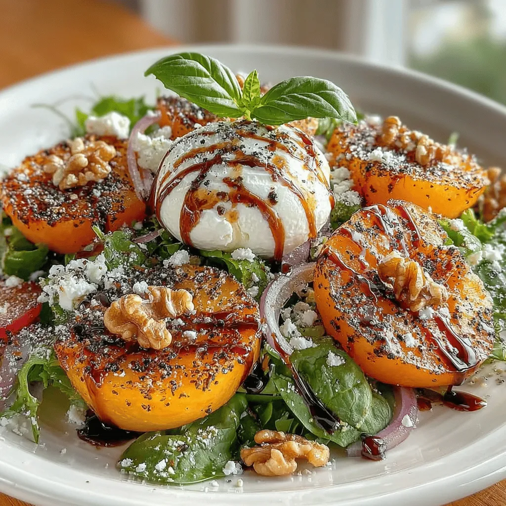 As summer unfolds, the vibrant bounty of seasonal ingredients inspires countless culinary creations, and one standout dish that captures the essence of the season is the Roasted Peach and Burrata Salad. This delightful salad harmonizes the sweet, caramelized notes of roasted peaches with the luscious creaminess of burrata cheese, offering a perfect balance of flavors that makes it an indulgent treat for the senses. The combination of juicy peaches, rich burrata, and fresh greens creates a medley of textures that is both refreshing and satisfying, making it an ideal option for summer gatherings, picnics, or even a light dinner.