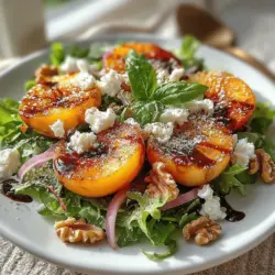As summer unfolds, the vibrant bounty of seasonal ingredients inspires countless culinary creations, and one standout dish that captures the essence of the season is the Roasted Peach and Burrata Salad. This delightful salad harmonizes the sweet, caramelized notes of roasted peaches with the luscious creaminess of burrata cheese, offering a perfect balance of flavors that makes it an indulgent treat for the senses. The combination of juicy peaches, rich burrata, and fresh greens creates a medley of textures that is both refreshing and satisfying, making it an ideal option for summer gatherings, picnics, or even a light dinner.