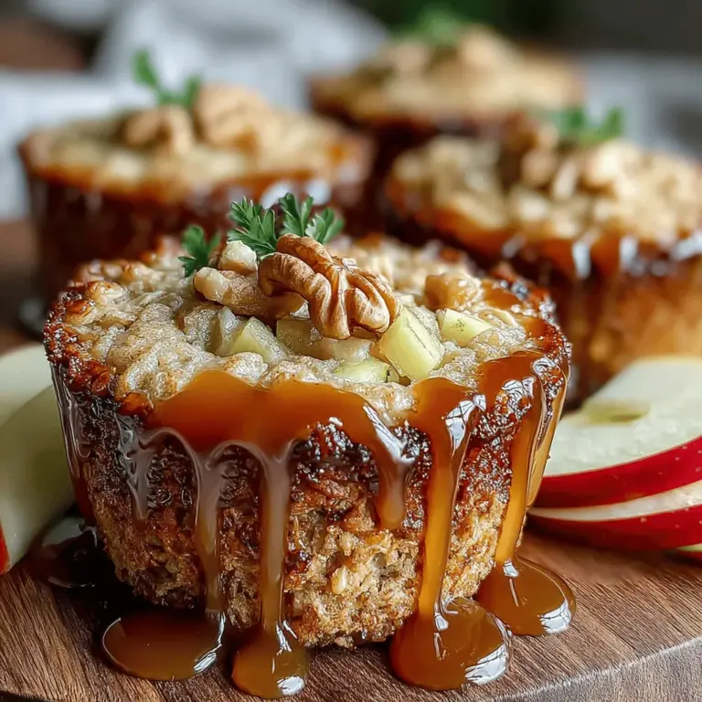 Caramel Apple Baked Oatmeal Cups are a delightful fusion of flavors that transform the traditional breakfast staple into a sweet, indulgent treat. Imagine waking up to the aroma of baked apples and caramel wafting through your kitchen—this recipe not only tantalizes the taste buds but also offers a comforting start to your day. With the perfect balance of sweetness from the caramel, the tartness of fresh apples, and the hearty goodness of oats, these oatmeal cups provide a nutritious and satisfying option for breakfast or a snack.