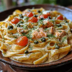 Introducing "Lemony Dill Delight: Creamy Salmon Pasta," a dish that captures the essence of fresh flavors and comforting textures. This recipe expertly combines the rich, buttery notes of salmon with the zesty brightness of lemon and the aromatic allure of dill, creating a culinary experience that is both indulgent and refreshing. For home cooks seeking a quick yet sophisticated meal, this creamy salmon pasta stands out as an ideal choice. It’s easy enough to whip up on a busy weeknight but elegant enough to impress guests at a dinner party.