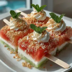 As the sun blazes down and temperatures soar, there's nothing quite like a refreshing treat to cool off. Among the myriad of summer delights, Crispy Watermelon Popsicles stand out as a vibrant and nutritious option. These popsicles are a harmonious blend of juicy watermelon, zesty lime, and rich yogurt, all enveloped in a delightful crispy coconut coating. They not only satisfy a sweet craving but also celebrate the wholesome goodness of fresh ingredients, making them a healthier alternative to the mass-produced frozen treats found in stores.