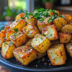 To achieve the crispiest air fryer garlic potato cubes, it’s essential to start with the soaking process. Soaking the potato cubes in cold water helps to remove excess starch, which is a crucial step for enhancing their crispiness. When potatoes are soaked, the starch released into the water creates a barrier that can lead to a softer texture if not removed.
