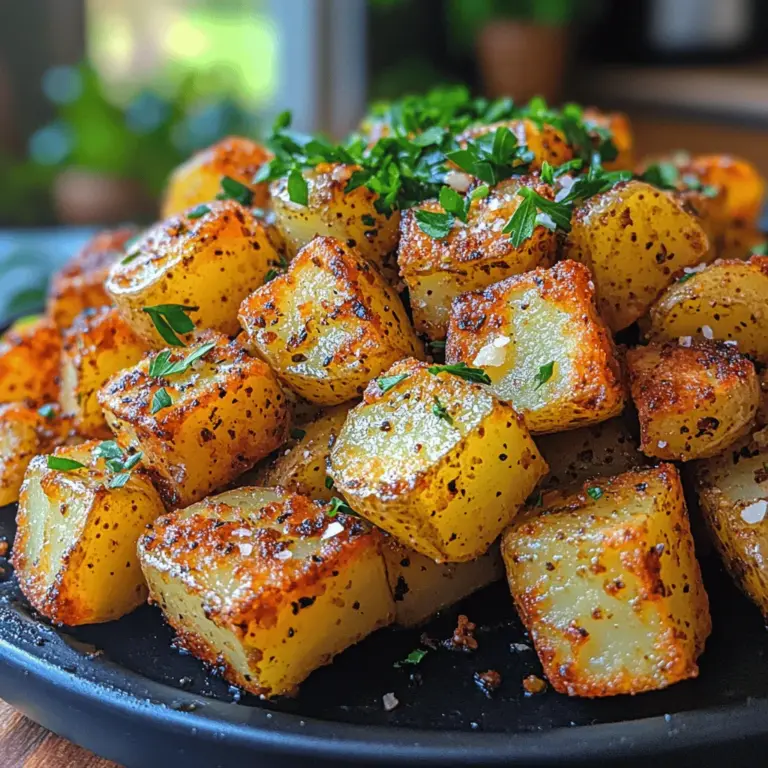 To achieve the crispiest air fryer garlic potato cubes, it’s essential to start with the soaking process. Soaking the potato cubes in cold water helps to remove excess starch, which is a crucial step for enhancing their crispiness. When potatoes are soaked, the starch released into the water creates a barrier that can lead to a softer texture if not removed.