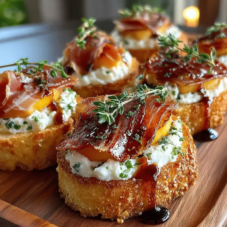 Crostini, the charming little toasted bread bites, have long been celebrated as a staple appetizer in Italian cuisine. Their delightful versatility allows them to be topped with a myriad of ingredients, making them suitable for any occasion—be it a casual gathering or a sophisticated dinner party. Among the many variations, the Sweet & Savory Peach & Prosciutto Crostini stands out as a seasonal favorite that tantalizes the palate with its harmonious blend of flavors.