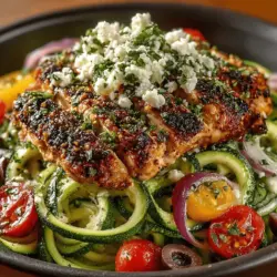 In today's health-conscious world, finding delicious and nutritious meal options can often feel like a challenge. Enter the Zesty Herb Chicken & Zoodle Salad, a vibrant dish that not only satisfies your taste buds but also aligns perfectly with a healthy lifestyle. This salad is a delightful fusion of grilled chicken, fresh vegetables, and zoodles—zucchini noodles that serve as a refreshing alternative to traditional pasta. With its bright flavors and appealing presentation, this salad is sure to become a staple for those seeking a wholesome yet satisfying meal.