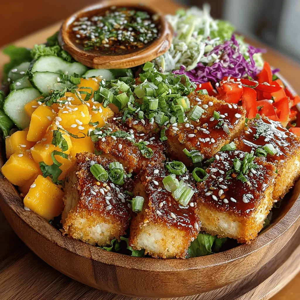 Welcome to the world of vibrant flavors with the Tropical Paradise Mango & Tofu Salad Bowl. This delightful dish is more than just a meal; it’s a celebration of fresh ingredients that come together to create a nutritious and visually stunning experience. The Tropical Paradise Mango & Tofu Salad Bowl is perfect for a variety of occasions, whether you’re seeking a light lunch, a refreshing side dish for dinner, or a healthy meal prep option for the week ahead. With its unique combination of sweet, savory, and crunchy elements, this salad offers a burst of flavor that is both satisfying and nourishing.