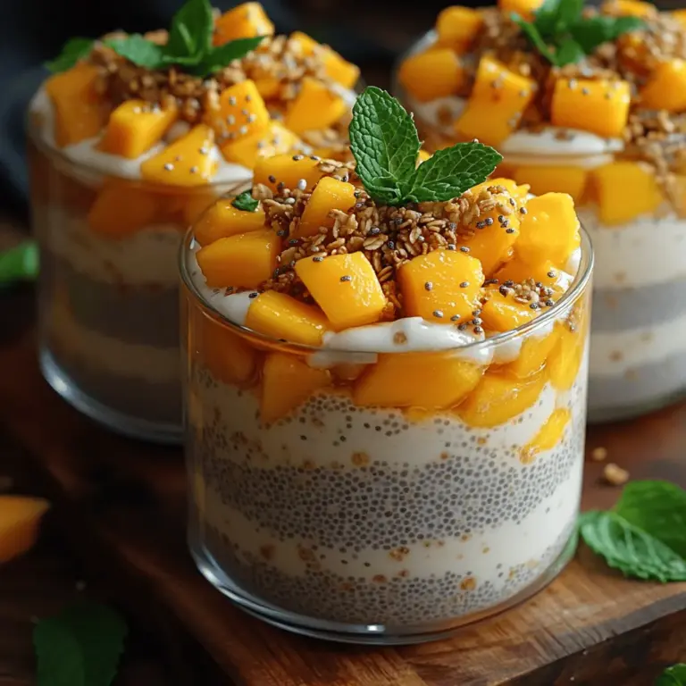 The Silky Coconut Mango Chia Parfait is a vibrant, refreshing dish that captures the essence of tropical indulgence. This delightful recipe combines the creaminess of coconut, the sweetness of ripe mangoes, and the nutritional powerhouse of chia seeds, providing a perfect balance of flavors and textures. Not only is it visually stunning, but it also serves as a wholesome treat that can be enjoyed for breakfast, as a snack, or even as a light dessert. With its growing popularity among health-conscious eaters, this parfait embodies the perfect fusion of taste and nutrition.