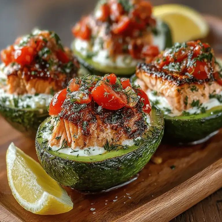 If you're searching for a dish that embodies a perfect blend of taste, nutrition, and simplicity, look no further than Zesty Lemon Garlic Salmon Stuffed Avocados. This recipe not only tantalizes the taste buds with its vibrant flavors but also packs a powerful nutritional punch. Avocados bring a smooth creaminess that pairs beautifully with the rich and savory notes of salmon, making this dish a delightful option for lunch, dinner, or even a light snack.