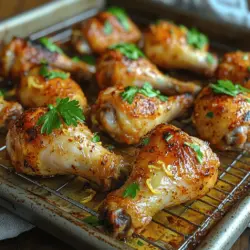 When it comes to quick and satisfying meals, few dishes can compete with the Zesty Crunch Lemon Garlic Drumsticks. This recipe strikes the perfect balance between the tartness of fresh lemon and the bold, aromatic essence of garlic, creating a flavor profile that is both vibrant and inviting. Ideal for family dinners, gatherings with friends, or special occasions, these drumsticks offer a delightful combination of crispy texture and juicy tenderness that will leave everyone craving more.