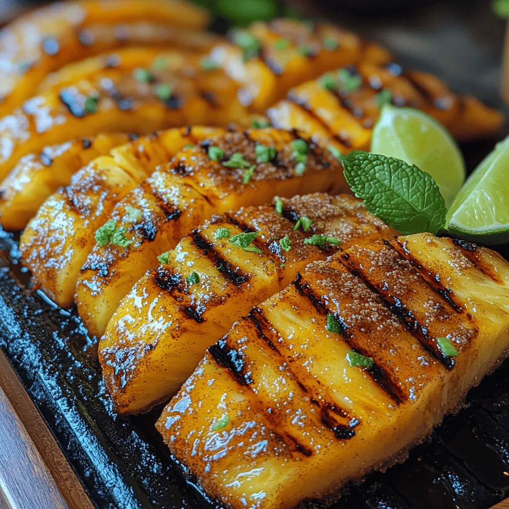 To achieve the perfect Grilled Pineapple Delight, preheating your grill is essential. The ideal temperature for grilling pineapple is between 450°F to 500°F (232°C to 260°C). This high heat helps caramelize the natural sugars in the pineapple, resulting in a beautifully charred exterior while keeping the interior juicy and tender.