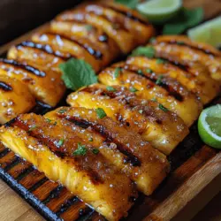 To achieve the perfect Grilled Pineapple Delight, preheating your grill is essential. The ideal temperature for grilling pineapple is between 450°F to 500°F (232°C to 260°C). This high heat helps caramelize the natural sugars in the pineapple, resulting in a beautifully charred exterior while keeping the interior juicy and tender.
