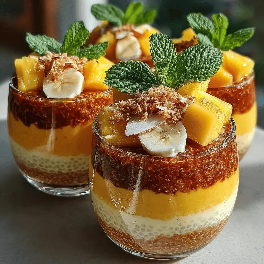 In the quest for delicious yet nutritious meals, Tropical Chia Pudding Parfaits stand out as an exceptional choice. This recipe combines the creamy texture of chia pudding with the vibrant flavors of tropical fruits, resulting in a refreshing treat that suits any occasion—be it breakfast, a midday snack, or a delightful dessert. The visual appeal of these parfaits, layered with colorful fruits and creamy pudding, is matched only by their health benefits. Rich in fiber, vitamins, and healthy fats, Tropical Chia Pudding Parfaits not only satisfy your taste buds but also invigorate your body with essential nutrients.