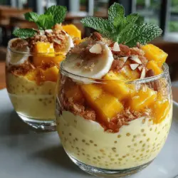 In the quest for delicious yet nutritious meals, Tropical Chia Pudding Parfaits stand out as an exceptional choice. This recipe combines the creamy texture of chia pudding with the vibrant flavors of tropical fruits, resulting in a refreshing treat that suits any occasion—be it breakfast, a midday snack, or a delightful dessert. The visual appeal of these parfaits, layered with colorful fruits and creamy pudding, is matched only by their health benefits. Rich in fiber, vitamins, and healthy fats, Tropical Chia Pudding Parfaits not only satisfy your taste buds but also invigorate your body with essential nutrients.