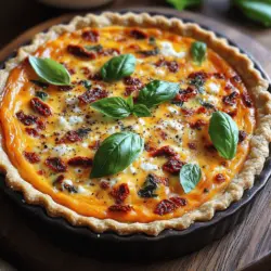 Quiche is a culinary masterpiece that has earned its place in kitchens around the world due to its versatility and delightful flavors. This classic French dish, traditionally made with a creamy custard filling baked in a flaky pie crust, can be customized with a variety of ingredients to suit any palate. Whether served at a brunch gathering, as a light lunch, or even as a delightful dinner option, quiche offers endless possibilities for creativity. One such enticing variation is the savory sun-dried tomato quiche, which combines the rich flavors of sun-dried tomatoes, fresh spinach, and a blend of cheeses to create a dish that is both satisfying and sophisticated.