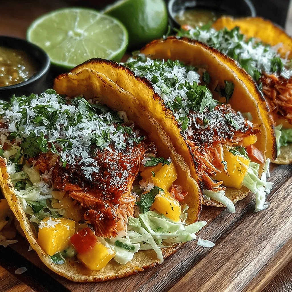 Discover the delightful fusion of flavors with our Zesty Salmon Tacos paired with a vibrant Tropical Mango Slaw. This recipe is perfect for those looking to elevate their taco night with fresh ingredients and a tropical twist. Salmon, known for its rich flavor and flaky texture, serves as the star of this dish. The combination of zesty spices and fresh produce makes these tacos not only a feast for the palate but also a health-conscious choice. Whether you are hosting friends or enjoying a cozy family dinner, these tacos promise to impress with their vibrant colors and bold tastes.