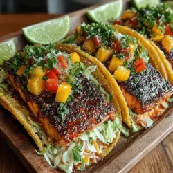 Discover the delightful fusion of flavors with our Zesty Salmon Tacos paired with a vibrant Tropical Mango Slaw. This recipe is perfect for those looking to elevate their taco night with fresh ingredients and a tropical twist. Salmon, known for its rich flavor and flaky texture, serves as the star of this dish. The combination of zesty spices and fresh produce makes these tacos not only a feast for the palate but also a health-conscious choice. Whether you are hosting friends or enjoying a cozy family dinner, these tacos promise to impress with their vibrant colors and bold tastes.