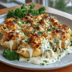 To achieve the perfect texture for your Cheesy Chicken Alfredo Shell Bake, it’s essential to understand the importance of covering and uncovering during the baking process. Initially, you should cover the dish with aluminum foil to trap moisture and heat, allowing the pasta shells to cook evenly and the flavors to meld beautifully. This step helps prevent the top from becoming overly browned while ensuring that the cheese within the shells melts perfectly.