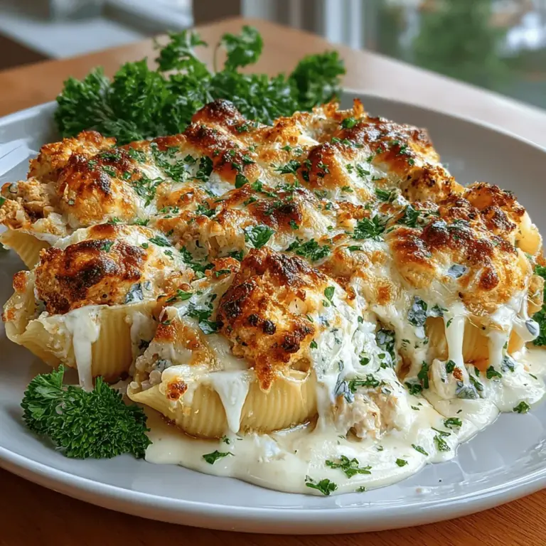 To achieve the perfect texture for your Cheesy Chicken Alfredo Shell Bake, it’s essential to understand the importance of covering and uncovering during the baking process. Initially, you should cover the dish with aluminum foil to trap moisture and heat, allowing the pasta shells to cook evenly and the flavors to meld beautifully. This step helps prevent the top from becoming overly browned while ensuring that the cheese within the shells melts perfectly.