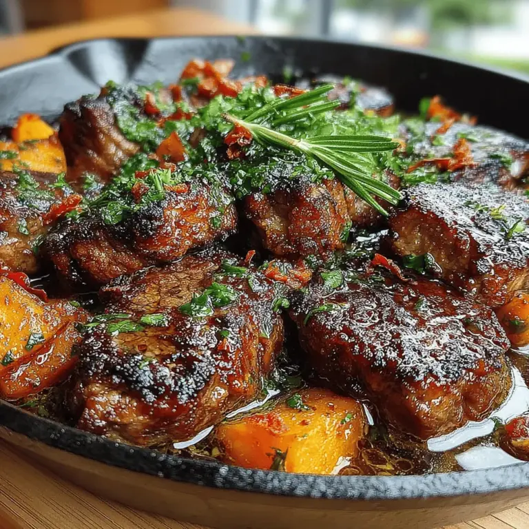 Imagine a dish that perfectly marries the rich, savory notes of steak with the natural sweetness of sweet potatoes, all brought together in one sizzling skillet. The Sizzling Garlic Butter Steak & Sweet Potato Skillet is not just a meal; it's a culinary experience that promises to tantalize your taste buds while providing a hearty, nutritious option for any occasion. This dish showcases the beauty of combining protein and vegetables, making it a go-to choice for busy weeknight dinners or an impressive centerpiece for gatherings.
