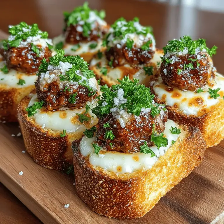 Mini Garlic Bread Meatball Melts are the perfect blend of comfort food and easy-to-make appetizers that are sure to please any crowd. This delightful dish combines juicy meatballs, garlicky toasted bread, and melty mozzarella, bringing together the rich flavors of Italian cuisine in a simple yet satisfying way. Whether you’re hosting a party, gearing up for game day, or simply looking for a cozy family dinner option, these melts provide an irresistible combination of taste and convenience. Not only are they delicious, but this recipe is also straightforward enough for novice cooks to impress their guests with little effort.
