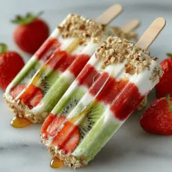 To kick off your Frozen Yogurt Strawberry Kiwi Pops, you'll first need to prepare the strawberry mixture. This process is simple, yet it allows for customization based on your texture preference. Start by washing and hulling about 2 cups of fresh strawberries. Place them in a blender along with 1 cup of Greek yogurt, 2 tablespoons of honey (or maple syrup for a vegan option), and a splash of lemon juice to brighten the flavors. Blend until smooth, ensuring there are no lumps.