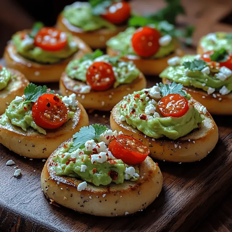 Before diving into the delightful process of creating Mini Avocado Toast Bagel Bites, it’s crucial to preheat your oven. Set it to 375°F (190°C) to ensure an even cooking temperature when you place your bagel bites inside. Preheating the oven not only helps achieve the perfect golden-brown crust but also ensures your toppings melt nicely if you're adding cheese or other ingredients that require warming.