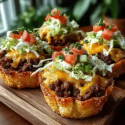 In the realm of appetizers, few dishes can rival the delightful combination of flavor and presentation that Mini Cheeseburger Stuffed Wonton Cups bring to the table. These charming little bites are a creative fusion of two beloved culinary staples: the classic cheeseburger and the crispy wonton wrapper. The result is a crowd-pleasing treat that encapsulates the essence of a cheeseburger in a small, easy-to-eat form. Whether you’re preparing for a festive gathering, gearing up for game day, or simply indulging in a culinary adventure, these wonton cups offer a unique twist on a traditional favorite.