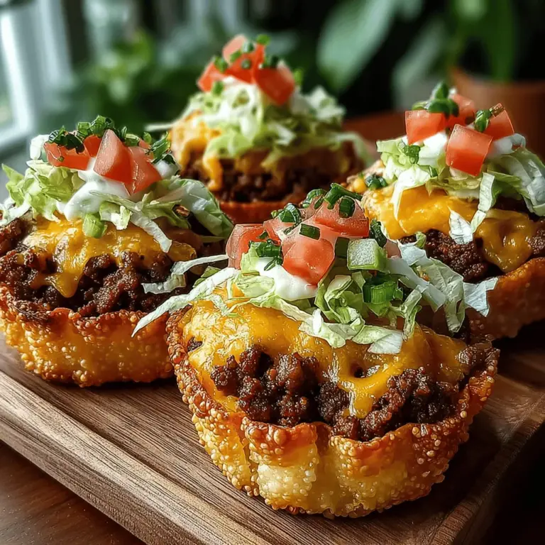 In the realm of appetizers, few dishes can rival the delightful combination of flavor and presentation that Mini Cheeseburger Stuffed Wonton Cups bring to the table. These charming little bites are a creative fusion of two beloved culinary staples: the classic cheeseburger and the crispy wonton wrapper. The result is a crowd-pleasing treat that encapsulates the essence of a cheeseburger in a small, easy-to-eat form. Whether you’re preparing for a festive gathering, gearing up for game day, or simply indulging in a culinary adventure, these wonton cups offer a unique twist on a traditional favorite.