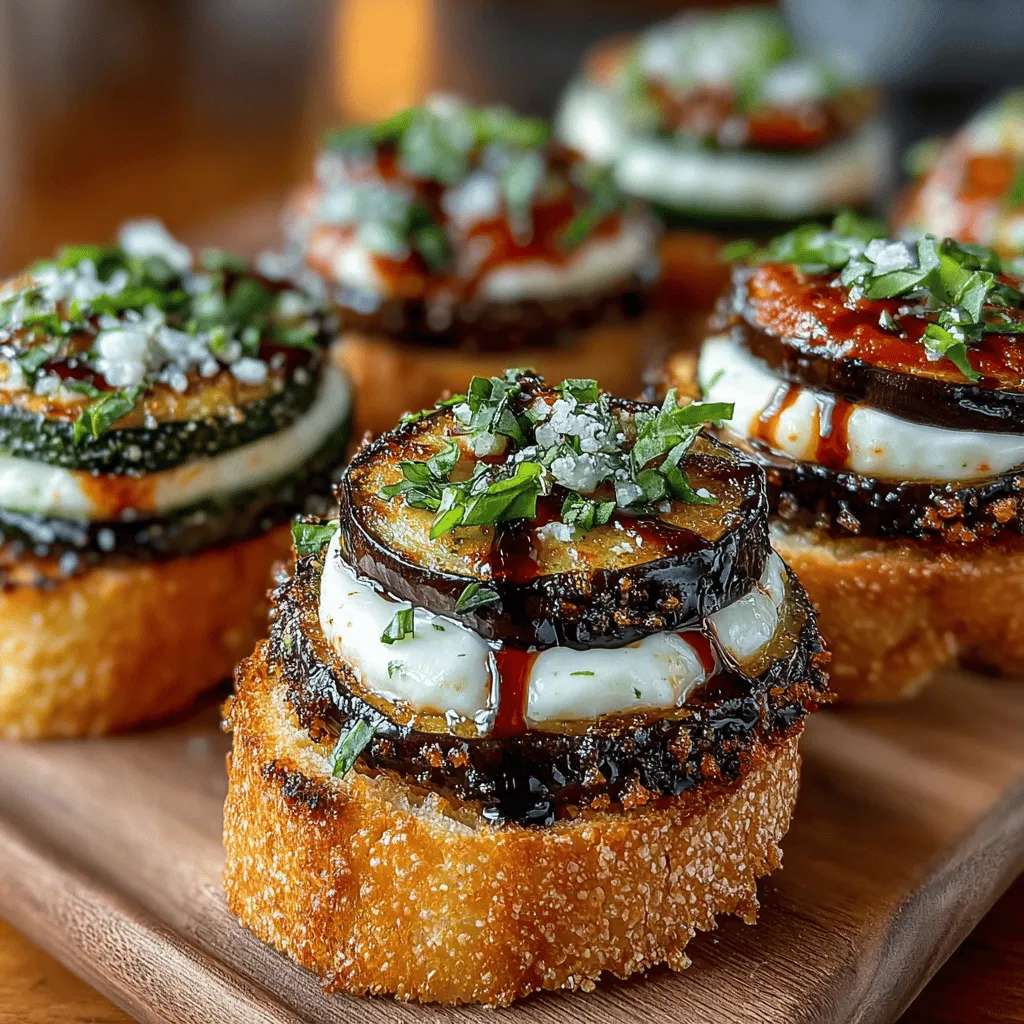Welcome to the delightful world of Mini Eggplant Mozzarella Toast Stacks, a culinary creation that embodies the essence of Mediterranean cuisine. This dish brings together the creamy richness of mozzarella, the earthy notes of roasted eggplant, and a medley of aromatic herbs, all artfully layered on toasted bread. Whether you're hosting a casual family dinner or planning a sophisticated gathering, these stacks are not only visually appealing but also incredibly easy to prepare, making them a standout option for any occasion.
