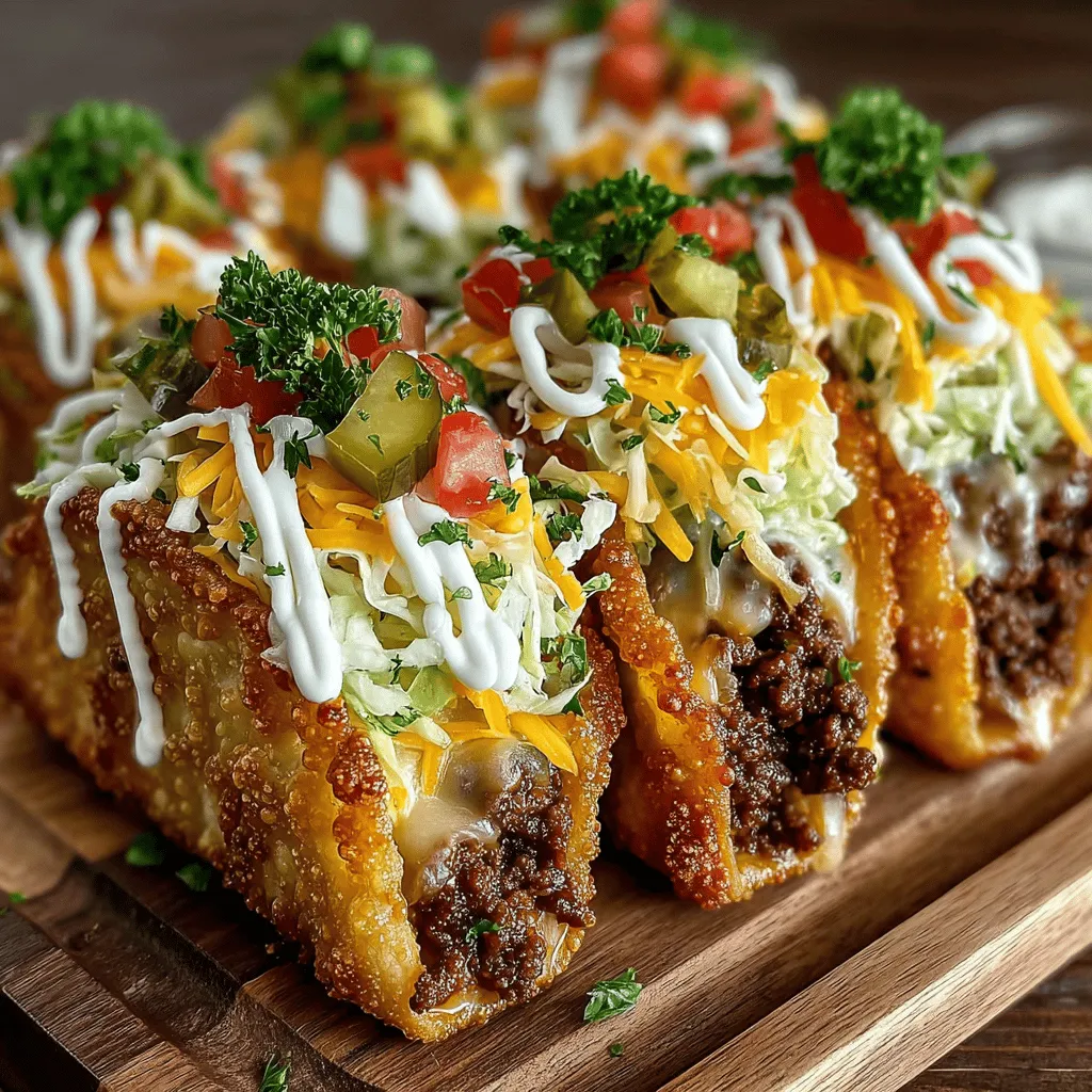 When it comes to inventive appetizers that tantalize the taste buds, Mini Cheeseburger Wonton Tacos stand out as an exciting fusion of flavors and textures. This delightful recipe brings together the beloved elements of a classic cheeseburger and the playful format of a taco, all wrapped up in crispy wonton wrappers. Imagine biting into a perfectly seasoned ground beef filling, topped with melty cheese and fresh toppings, all encased in a crunchy shell. It’s a dish that promises to be a crowd-pleaser at any gathering.