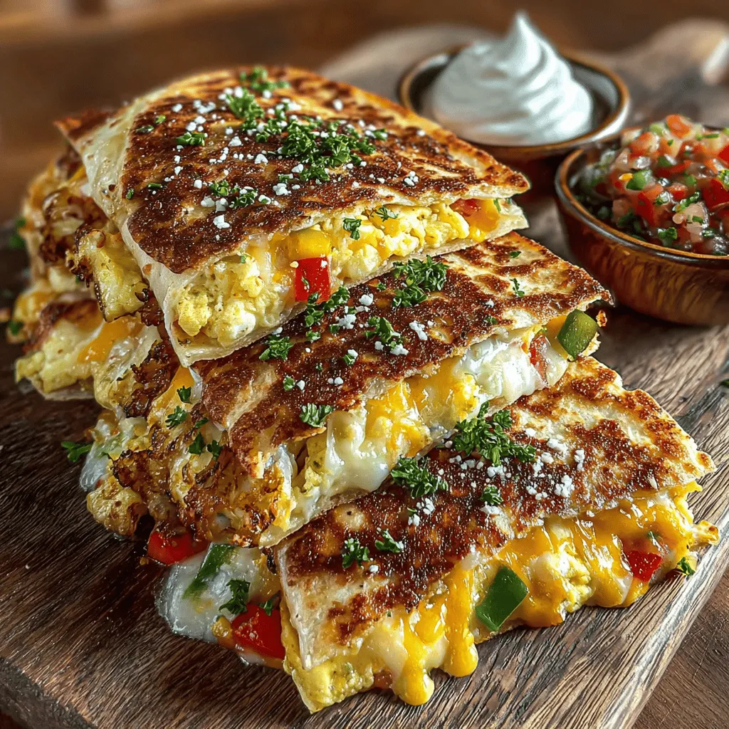 Begin your day on a delicious note with our Cheesy Breakfast Fiesta Quesadilla Wedges. This delightful recipe combines the beloved elements of breakfast with the fun and versatility of a quesadilla, making it an ideal choice for families or brunch gatherings. With a perfect balance of cheesy goodness, colorful veggies, and optional savory meats, these quesadilla wedges are not only satisfying but also quick to prepare.