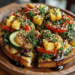 In the world of culinary innovation, the fusion of diverse flavors often leads to delightful surprises. One such dish that embodies this spirit is the Fruity Veggie Delight Pizza Stir Fry. This vibrant creation combines the beloved elements of a traditional pizza with the freshness of stir-fried vegetables and the sweetness of tropical fruits. Imagine a canvas of whole wheat pizza crust topped not just with tomato sauce and cheese, but with a colorful medley of health-packed vegetables and juicy pineapple. This dish is perfect for those who crave a wholesome meal that is both satisfying and bursting with flavor.