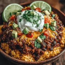Slow Cooker Taco Rice Bowls are a culinary creation that excels in both flavor and convenience, making them a staple for busy weeknight dinners. This one-pot meal combines the zest of taco seasoning with the heartiness of rice and the nutrition of vegetables, resulting in a satisfying dish that pleases palates of all ages. The beauty of this recipe lies not only in its robust flavors but also in its effortless preparation. With just a few steps, you can create a comforting meal that is perfect for families, meal prep enthusiasts, or anyone looking to enjoy a delicious homemade dish without spending hours in the kitchen.