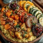 Maple Roasted Vegetable Couscous is a vibrant, nutrient-packed dish that beautifully balances sweet and savory flavors while offering a delightful array of textures. This recipe is perfect for anyone seeking a wholesome meal that is both satisfying and visually appealing. The combination of roasted vegetables, nutty couscous, and a hint of maple syrup creates a symphony of tastes that will leave your taste buds dancing with joy.