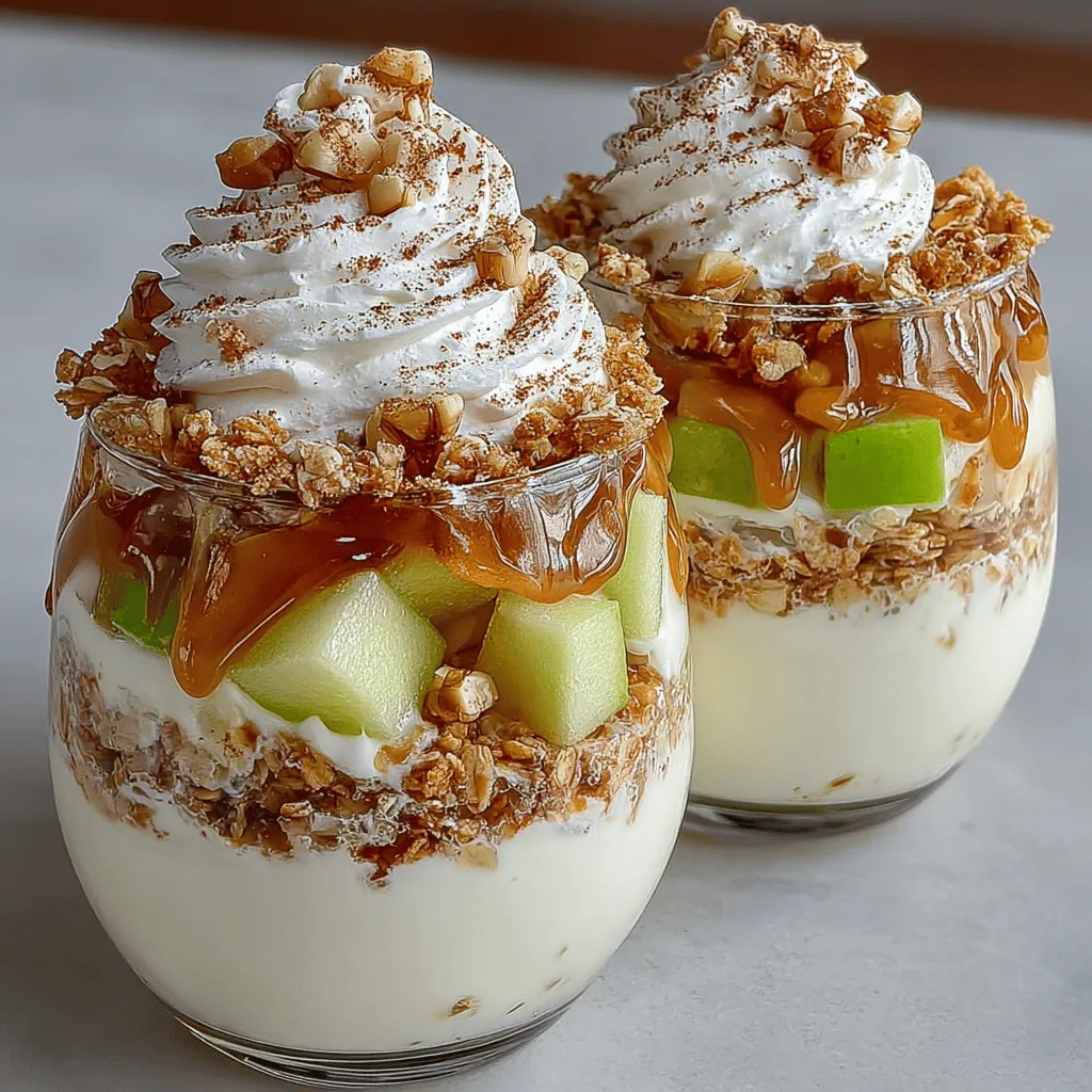 To create the delicious apple filling for your Apple Pie Yogurt Parfaits, start by selecting the right apples. Choose a mix of tart and sweet varieties, such as Granny Smith and Honeycrisp, to achieve a balanced flavor. Begin by washing your apples thoroughly, then peel them if you prefer a smoother texture. Next, core and dice the apples into small, uniform pieces—about half an inch in size. This size ensures that they cook evenly and mix well with the yogurt.