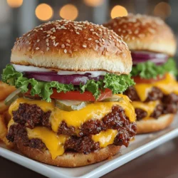 In the world of comfort food, few dishes can rival the classic cheeseburger. The Cheesy Gourmet Beef Burger is not just a meal; it's an experience that brings together the rich flavors of juicy beef, melted cheese, and fresh toppings. This iconic dish transcends mere sustenance, inviting you to savor each bite as it combines the satisfying crunch of a toasted bun with the succulent juiciness of perfectly grilled beef. Whether you're hosting a backyard barbecue or enjoying a cozy family dinner, this recipe is designed for anyone looking to elevate their burger game.