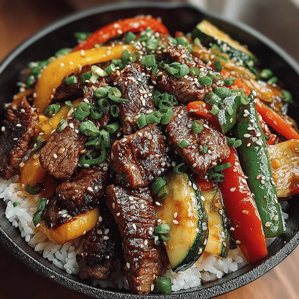 - 1 pound flank steak, thinly sliced against the grain - 2 tablespoons soy sauce - 1 tablespoon oyster sauce - 1 tablespoon cornstarch - 2 tablespoons vegetable oil - 1 bell pepper (any color), sliced - 1 cup snap peas, trimmed - 1 medium carrot, julienned - 1 zucchini, sliced into half-moons - 2 cloves garlic, minced - 1 teaspoon fresh ginger, minced - Salt and pepper to taste - Cooked rice or noodles for serving