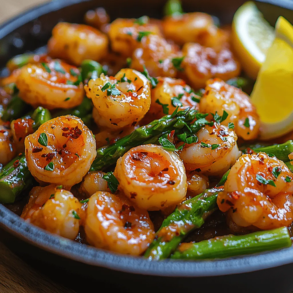 Zesty Lemon Garlic Shrimp with Asparagus Skillet is a delightful and nutritious seafood dish that brings together the fresh flavors of succulent shrimp and vibrant asparagus, all enveloped in a zesty lemon garlic sauce. This recipe is not only simple but also quick to prepare, making it an ideal choice for busy weeknights or an elegant addition to dinner parties. The combination of tender shrimp and crisp asparagus creates a dish that is pleasing to the eye and the palate, appealing to those in search of a delicious and satisfying meal.