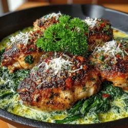 In the fast-paced world we live in, one-pan meals have become a culinary lifesaver for busy weeknights. They offer the perfect blend of convenience and flavor, allowing home cooks to prepare delicious dinners without the hassle of extensive cleanup. Among the myriad of one-pan dishes, creamy garlic chicken stands out as a comforting and satisfying choice, marrying rich, savory flavors with the nutrient-packed goodness of spinach. This recipe not only delivers on taste but also simplifies the cooking process, making it an ideal option for families, professionals, or anyone looking to whip up a hearty meal in minimal time.