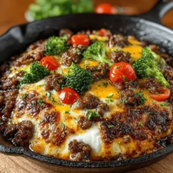 If you are searching for a delicious, hearty meal that the whole family will love, look no further than the Cheesy Beef & Veggie Delight Skillet. This one-pan wonder combines savory ground beef, a medley of colorful vegetables, and a rich, gooey layer of cheese, creating a dish that is not only satisfying but also packed with flavor. The appeal of this recipe lies in its simplicity and convenience; with minimal cleanup required, it’s an ideal choice for busy weeknight dinners or a weekend family gathering.