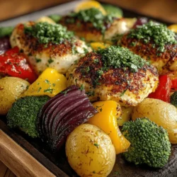In the fast-paced world we live in, finding a meal that is both quick to prepare and packed with flavor can be a challenge. The Savory Chicken and Vegetable Sheet Pan Dinner is the perfect solution for busy weeknights. This one-pan wonder not only delivers a satisfying and nutritious meal but also minimizes cleanup time, making it a favorite among home cooks. With tender chicken breasts paired with a colorful medley of vegetables, this recipe is designed to please your taste buds while making meal prep a breeze.