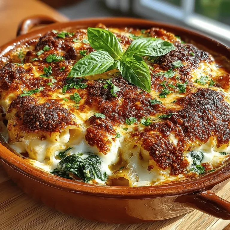 Baked ziti is a classic comfort food that has captured the hearts and palates of many, becoming a staple in family kitchens and gatherings alike. This hearty dish combines the satisfying texture of pasta with a medley of creamy cheeses and fresh ingredients, creating a meal that is both delicious and comforting. Among the myriad of baked ziti variations, the Cheesy Spinach Delight Baked Ziti stands out not only for its rich flavor but also for its nutritional benefits. The inclusion of fresh spinach adds a vibrant green hue and a subtle earthiness that elevates this dish from a simple pasta bake to a wholesome meal.