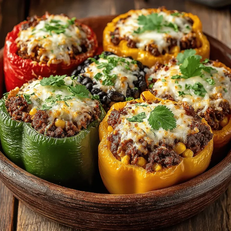 Taco Fiesta Peppers are a delightful and vibrant dish that encapsulates the essence of traditional tacos in a colorful, wholesome package. This recipe is perfect for weeknight dinners, gatherings, or meal prep, as it is not only easy to make but also customizable to suit your taste preferences. Imagine a dish that combines the savory flavors of seasoned meat, beans, and cheese, all enveloped in the sweet crunch of bell peppers. It's a meal that promises satisfaction with every bite.