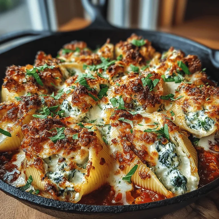 There's something inherently comforting about a dish that combines rich, creamy cheese with the vibrant, earthy flavors of fresh spinach. Enter Cheesy Spinach Delight Shells—a culinary masterpiece that brings together the best of both worlds. This dish features jumbo pasta shells stuffed to the brim with a luscious concoction of cheeses and spinach, all baked to perfection. The result is a hearty meal that not only satisfies cheese lovers but also appeals to those seeking lighter, vegetarian options.