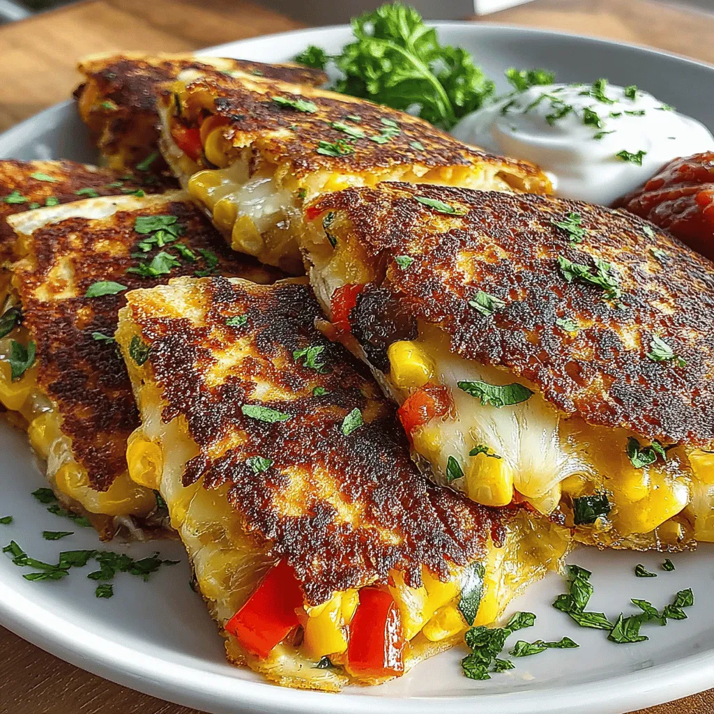 - 4 large flour tortillas - 1 cup shredded cheese (cheddar, mozzarella, or a blend) - 1 cup mixed bell peppers, diced - 1 medium zucchini, grated - 1 cup frozen corn, thawed - 1 small onion, finely chopped - 2 cloves garlic, minced - 1 teaspoon ground cumin - 1 teaspoon chili powder - 2 tablespoons olive oil - Salt and pepper to taste - Fresh cilantro (optional, for garnish)