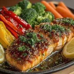 In the realm of healthy dining, few dishes capture the essence of flavor, nutrition, and visual appeal quite like Honey Mustard Glazed Salmon with Colorful Veggies. This delightful recipe not only provides a palate-pleasing experience with its sweet and tangy flavor profile but also offers a nutritious meal option that is perfect for any occasion, be it a casual weeknight dinner or an elegant gathering. The combination of succulent salmon and vibrant vegetables makes for a dish that is as pleasing to the eye as it is to the taste buds, ensuring that it will become a staple in your culinary repertoire.